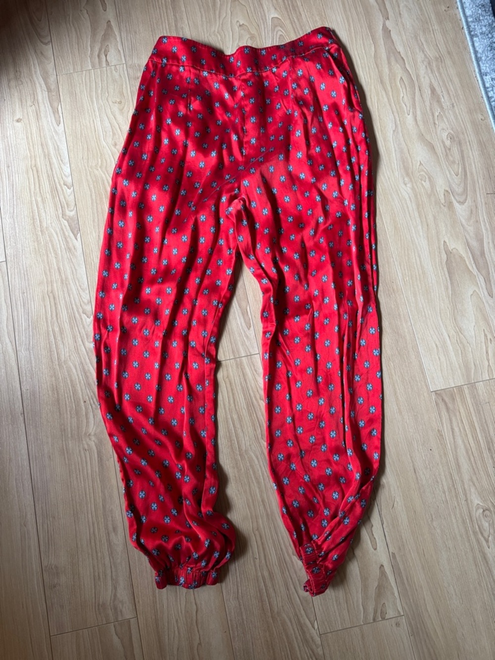 L'AGENCE Red Floral-Print Relaxed Jogger Pants
